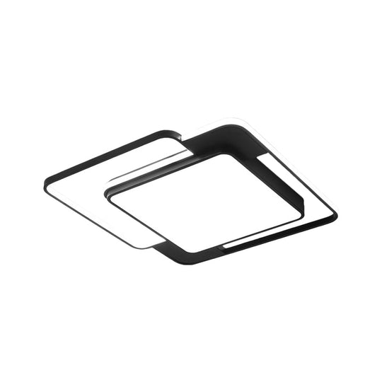 Modern Flush Mount Geometry Led Light Fixture Black Metallic Lamp (16.5’/20.5’/24.5’ Width)