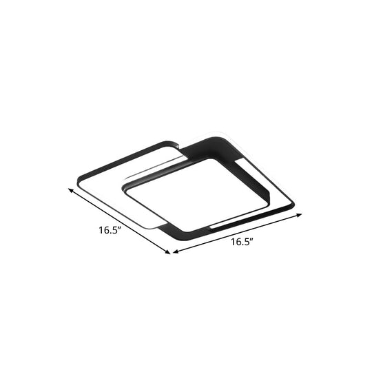 Modern Flush Mount Geometry Led Light Fixture Black Metallic Lamp (16.5/20.5/24.5 Width)