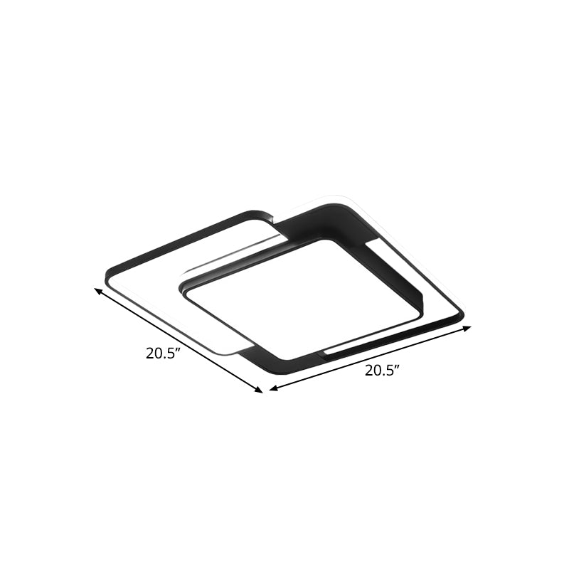 Modern Flush Mount Geometry Led Light Fixture Black Metallic Lamp (16.5/20.5/24.5 Width)