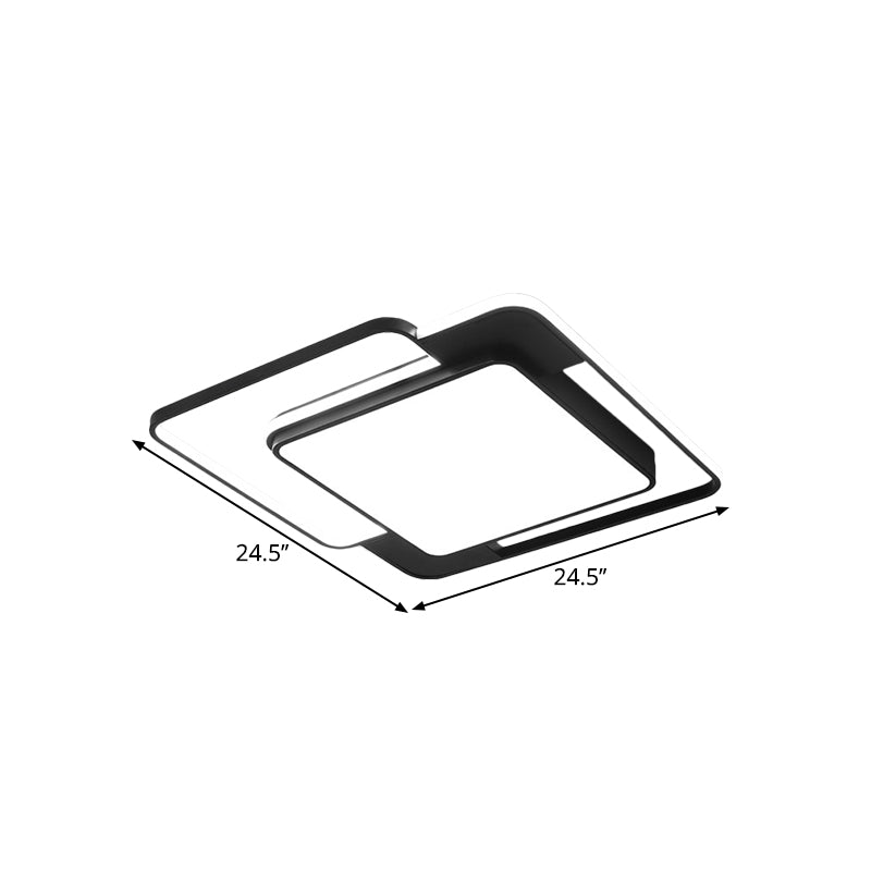 Modern Flush Mount Geometry Led Light Fixture Black Metallic Lamp (16.5’/20.5’/24.5’ Width)