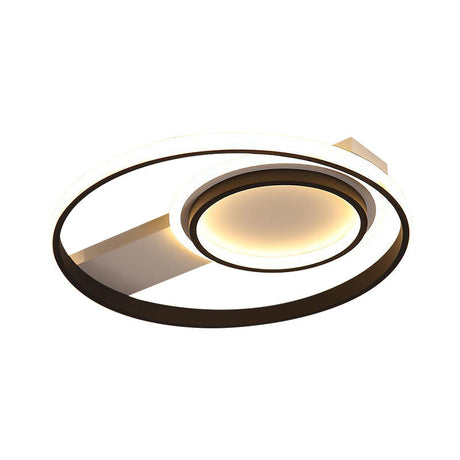 Minimalist Led Flush Mount Light Circular Metal Surface 16.5/19.5 Diameter Black