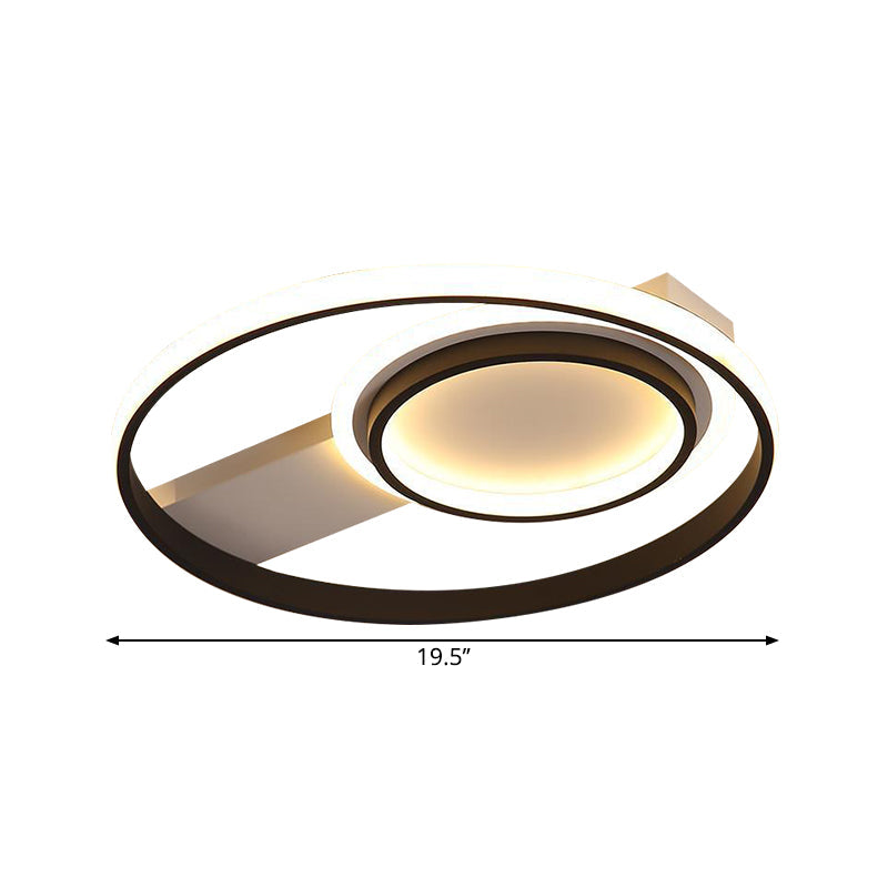 Minimalist Led Flush Mount Light Circular Metal Surface 16.5/19.5 Diameter Black