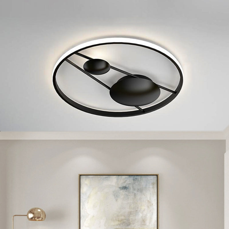 Geometric Led Ceiling Light Fixture Nordic Modern Flush Mount Lamp - 16/19.5 In Black/White Black /