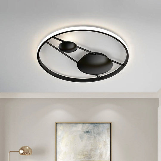 Geometric Led Ceiling Light Fixture Nordic Modern Flush Mount Lamp - 16/19.5 In Black/White Black /