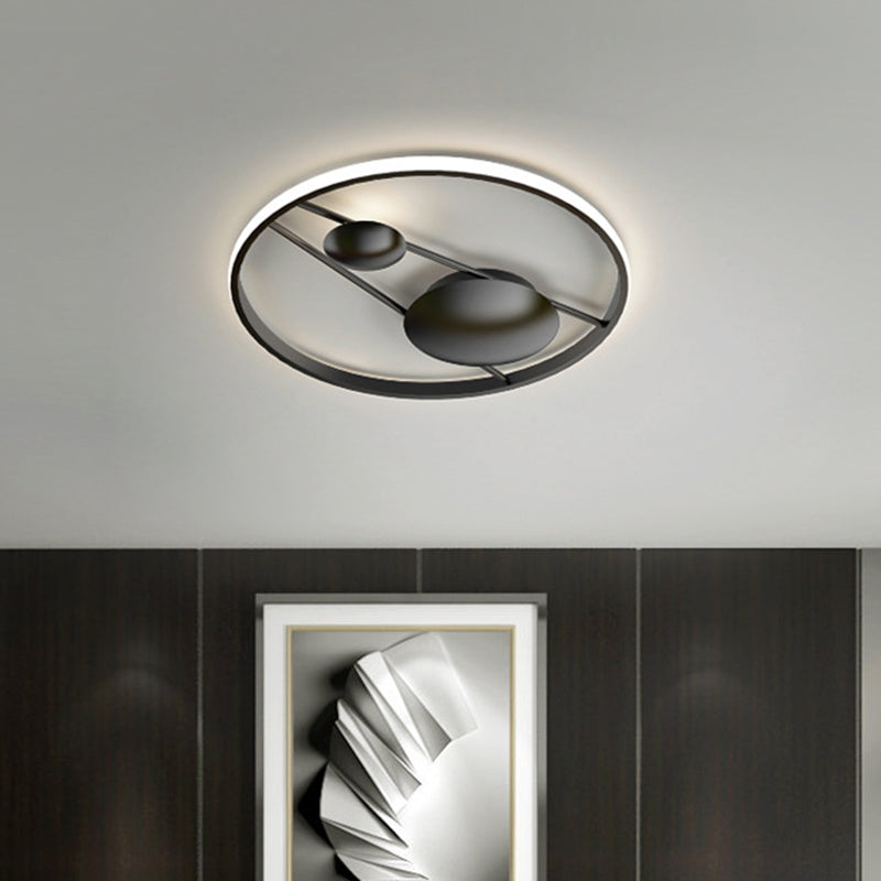 Geometric Led Ceiling Light Fixture Nordic Modern Flush Mount Lamp - 16/19.5 In Black/White