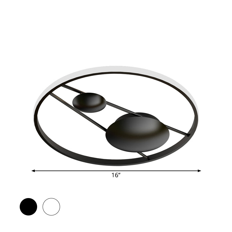 Geometric Led Ceiling Light Fixture Nordic Modern Flush Mount Lamp - 16/19.5 In Black/White
