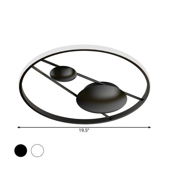 Geometric Led Ceiling Light Fixture Nordic Modern Flush Mount Lamp - 16’/19.5’ In Black/White