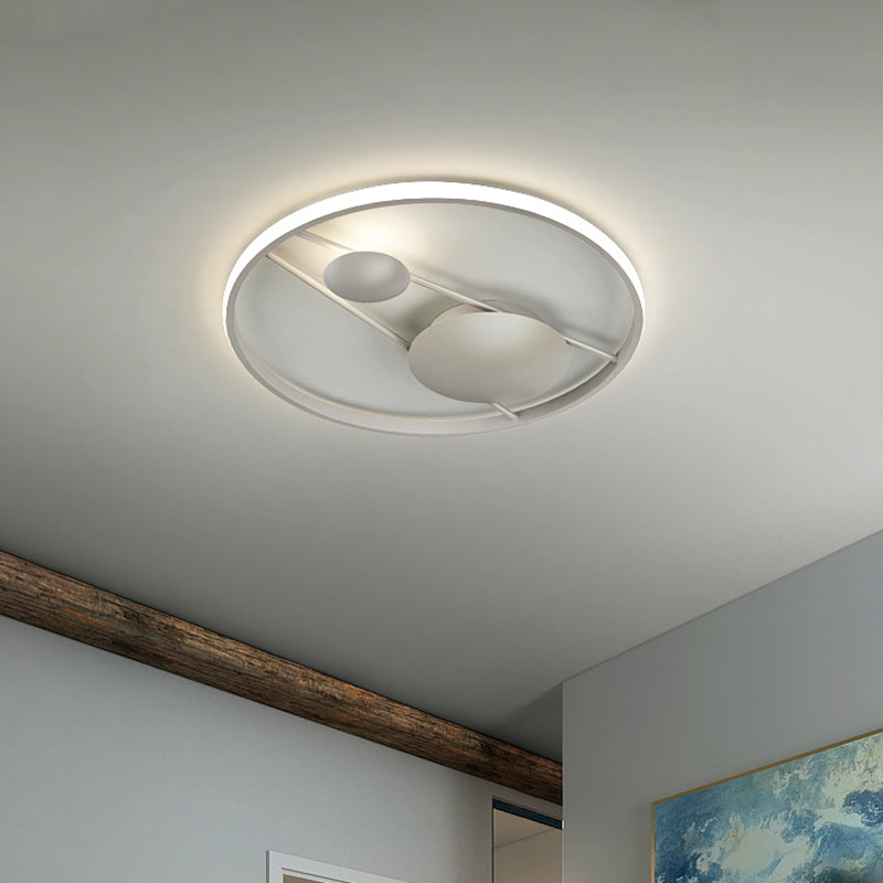 Geometric Led Ceiling Light Fixture Nordic Modern Flush Mount Lamp - 16/19.5 In Black/White