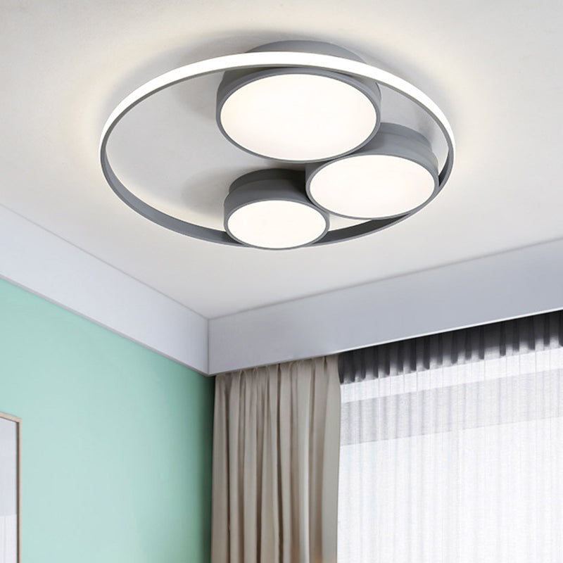 Nordic Led Flush Ceiling Light Grey/White Round Mount Bedroom Lamp - 18’/21.5’/31’ Width Grey / 18’