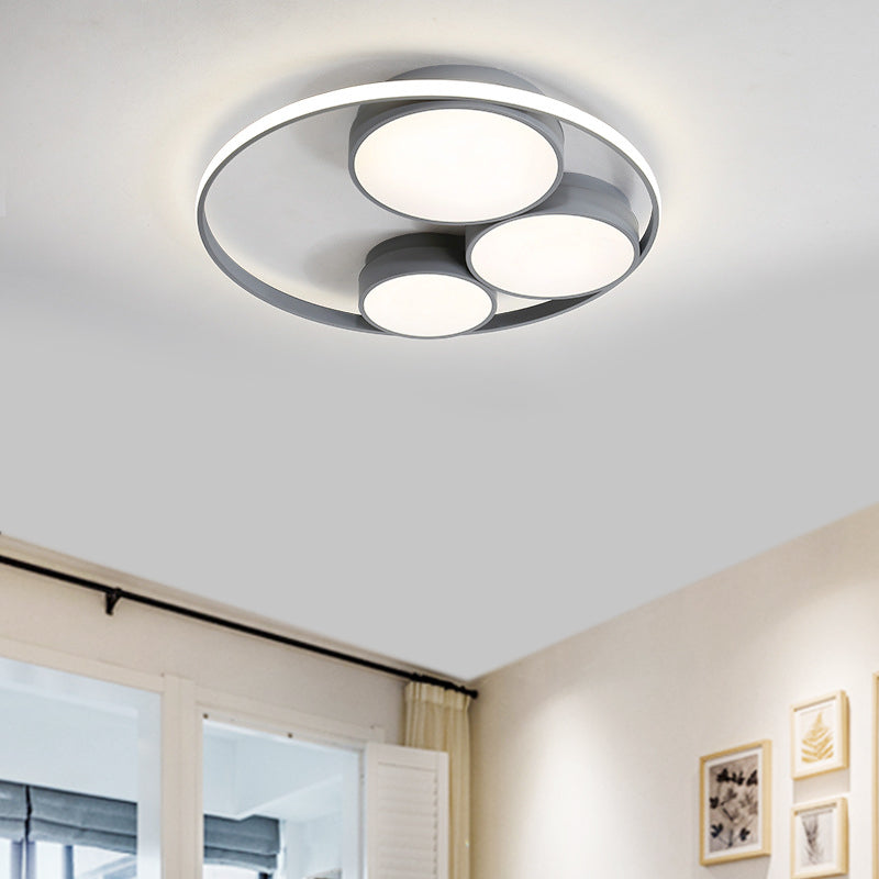 Nordic Led Flush Ceiling Light Grey/White Round Mount Bedroom Lamp - 18/21.5/31 Width