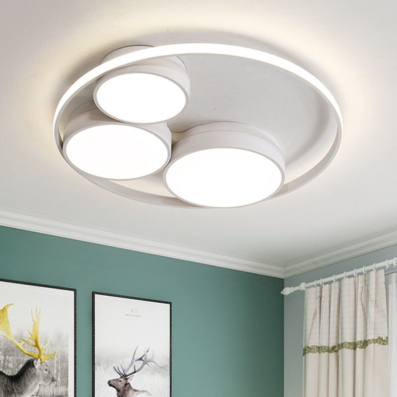 Nordic Led Flush Ceiling Light Grey/White Round Mount Bedroom Lamp - 18/21.5/31 Width White / 18