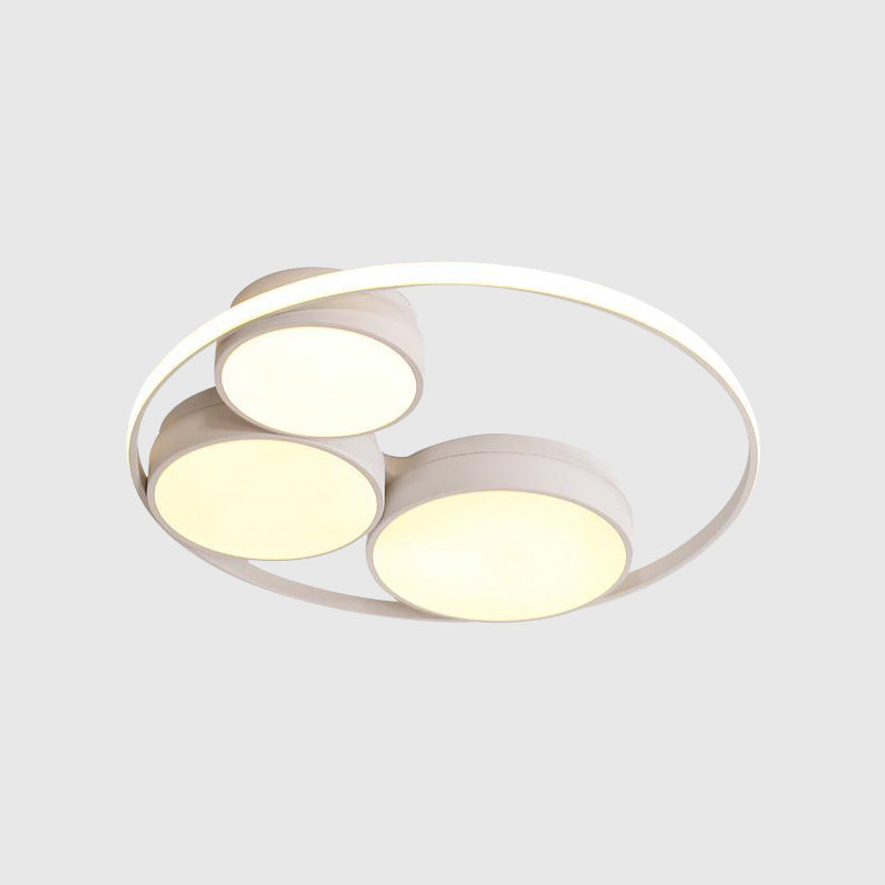 Nordic Led Flush Ceiling Light Grey/White Round Mount Bedroom Lamp - 18/21.5/31 Width