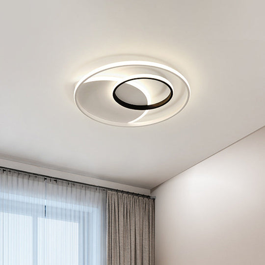 Modern Metallic Led Ceiling Light - Round 16.5’/20.5’ Wide White Flushmount