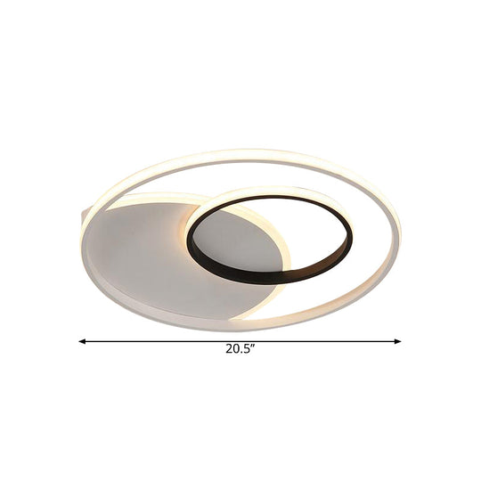 Modern Metallic Led Ceiling Light - Round 16.5’/20.5’ Wide White Flushmount