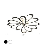 Modern Metallic Floral Flush Mount Led Ceiling Light In Black/White With Warm/White Glow