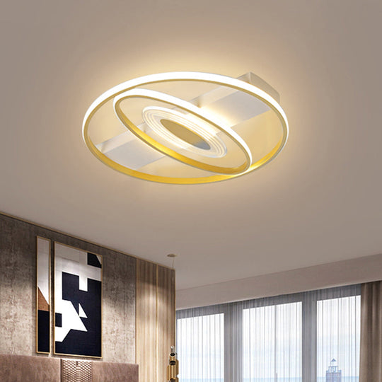 Geometric Flush Mount Led Ceiling Light In Minimal Metal Gold - 16.5’/20.5’ W / 16.5’