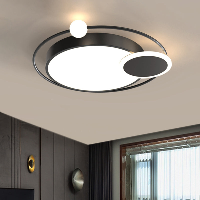Black/Gold Led Ceiling Light Fixture For Bedroom In Warm/White - Round Flush Mount Acrylic
