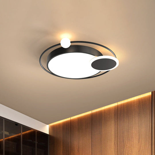 Black/Gold Led Ceiling Light Fixture For Bedroom In Warm/White - Round Flush Mount Acrylic