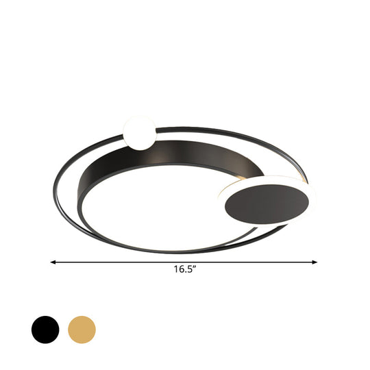 Black/Gold Led Ceiling Light Fixture For Bedroom In Warm/White - Round Flush Mount Acrylic