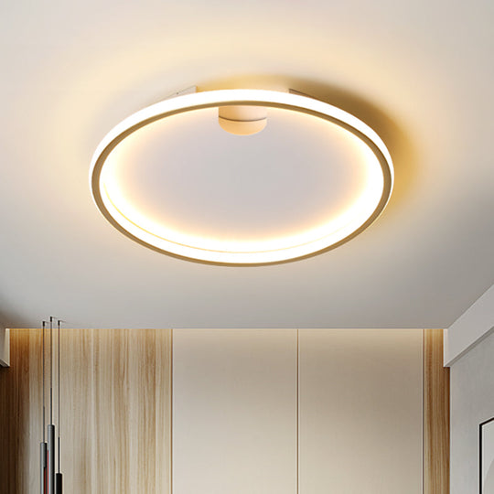 Modern Led Bedroom Ceiling Lighting: Gold Flush Mount With Round Metal Shade 16’/19.5’ W / 16’