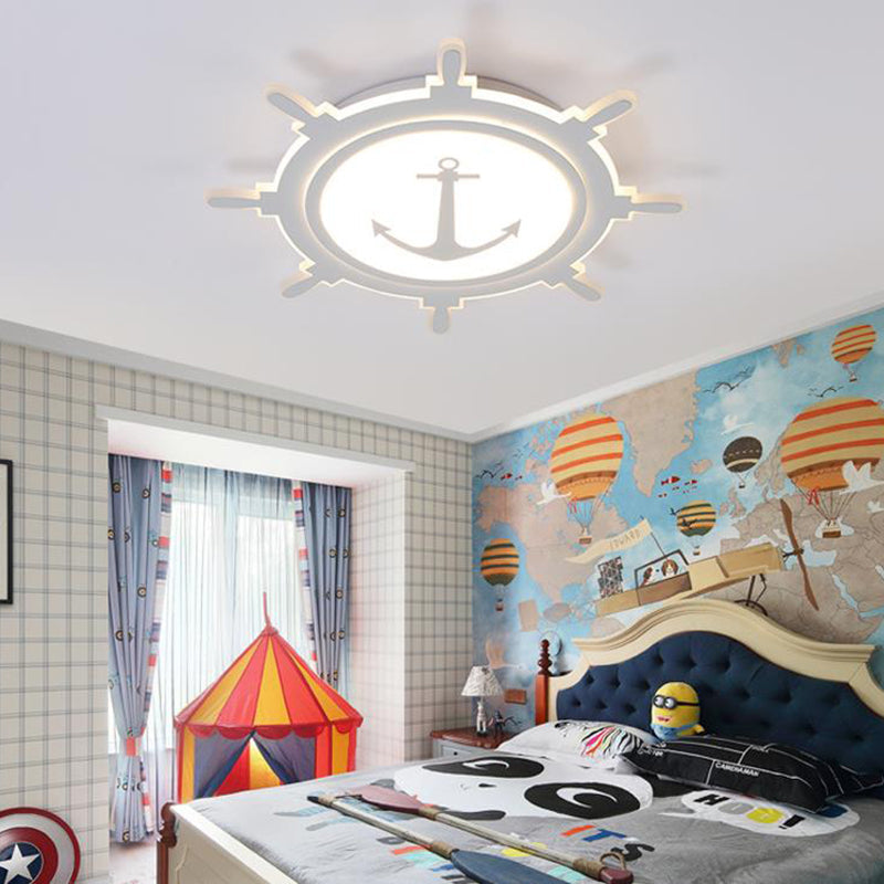Nautical Style Acrylic Flushmount Ceiling Light With Rudder And Anchor Design - Perfect For Teens