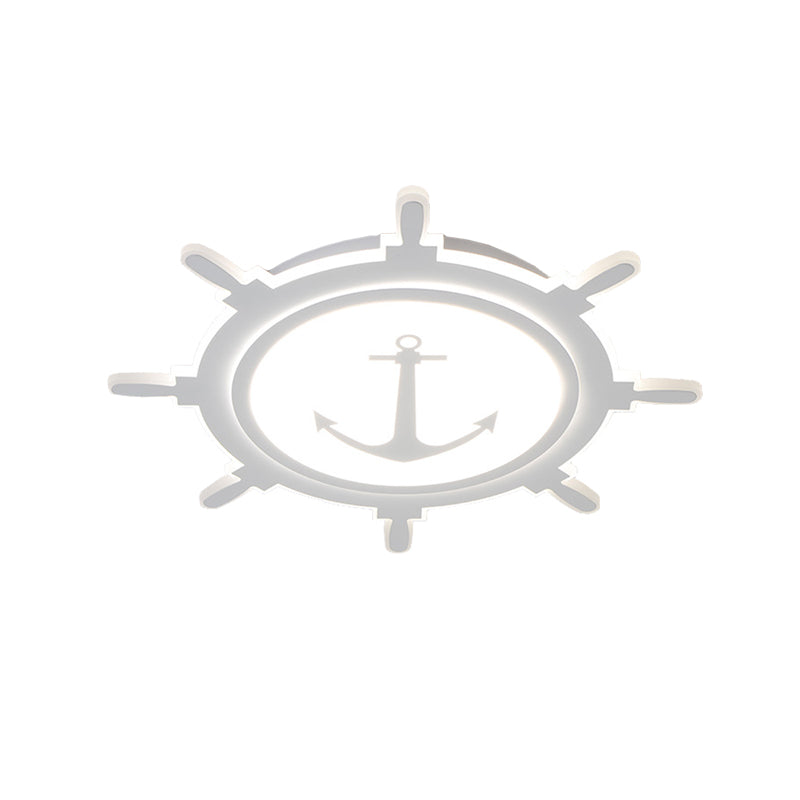 Nautical Style Acrylic Flushmount Ceiling Light With Rudder And Anchor Design - Perfect For Teens