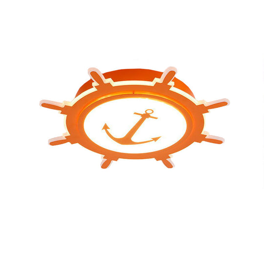 Nautical Style Acrylic Flushmount Ceiling Light With Rudder And Anchor Design - Perfect For Teens