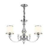 Modern Opal Glass Ceiling Hang Fixture With Chrome/Gold Pendant Chandelier - 3/6 Lights Curved Arm