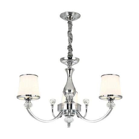 Modernist Opal Glass Cone Ceiling Pendant Chandelier - Chrome/Gold Curved Arm 3/6 Lights
