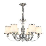 Modernist Opal Glass Cone Ceiling Pendant Chandelier - Chrome/Gold Curved Arm 3/6 Lights