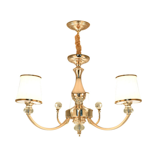 Modern Opal Glass Ceiling Hang Fixture With Chrome/Gold Pendant Chandelier - 3/6 Lights Curved Arm