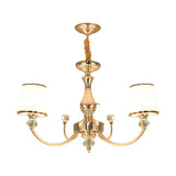 Modernist Opal Glass Cone Ceiling Pendant Chandelier - Chrome/Gold Curved Arm 3/6 Lights
