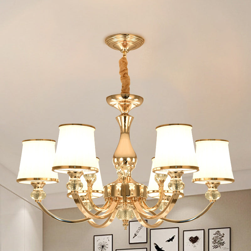 Modern Opal Glass Ceiling Hang Fixture With Chrome/Gold Pendant Chandelier - 3/6 Lights Curved Arm 6