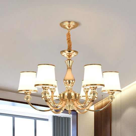 Modern Opal Glass Ceiling Hang Fixture With Chrome/Gold Pendant Chandelier - 3/6 Lights Curved Arm