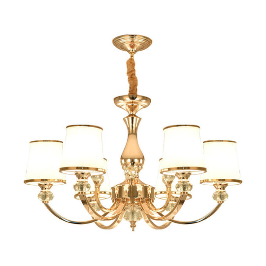 Modern Opal Glass Ceiling Hang Fixture With Chrome/Gold Pendant Chandelier - 3/6 Lights Curved Arm
