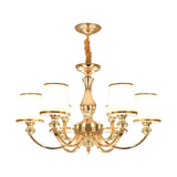 Modernist Opal Glass Cone Ceiling Pendant Chandelier - Chrome/Gold Curved Arm 3/6 Lights