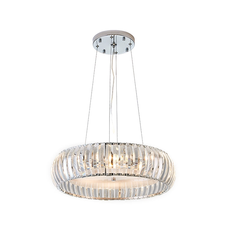 Sleek Chrome Led Doughnut Chandelier With Crystal Prisms - Simplicity Collection
