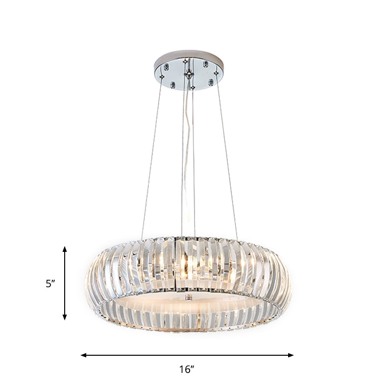 Sleek Chrome Led Doughnut Chandelier With Crystal Prisms - Simplicity Collection