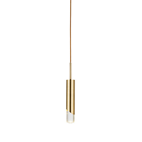 Modernist Metal Tubular Suspension Pendant Light: 1-Bulb Gold Ceiling Fixture For Bedroom