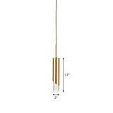 Modernist Metal Tubular Suspension Pendant Light: 1-Bulb Gold Ceiling Fixture For Bedroom