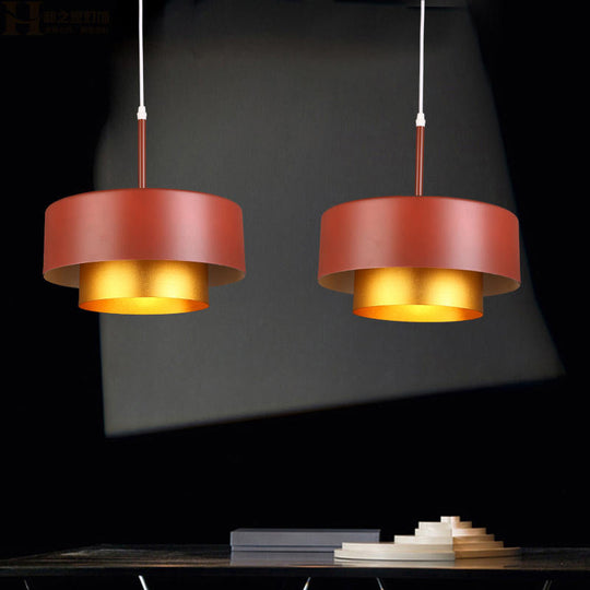 Modern Metal Drum Suspension Lamp With Acrylic Diffuser - Stylish Ceiling Pendant Light Black/Brown