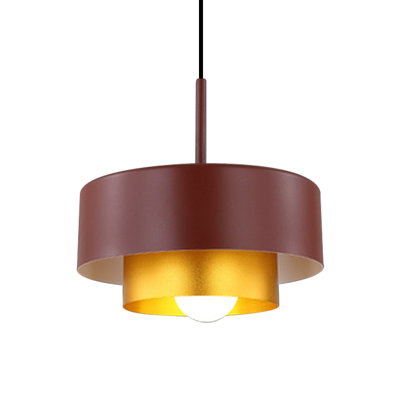Modern Metal Drum Suspension Lamp With Acrylic Diffuser - Stylish Ceiling Pendant Light Black/Brown