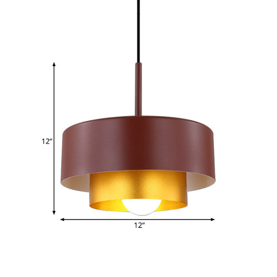 Modern Metal Drum Suspension Lamp With Acrylic Diffuser - Stylish Ceiling Pendant Light Black/Brown