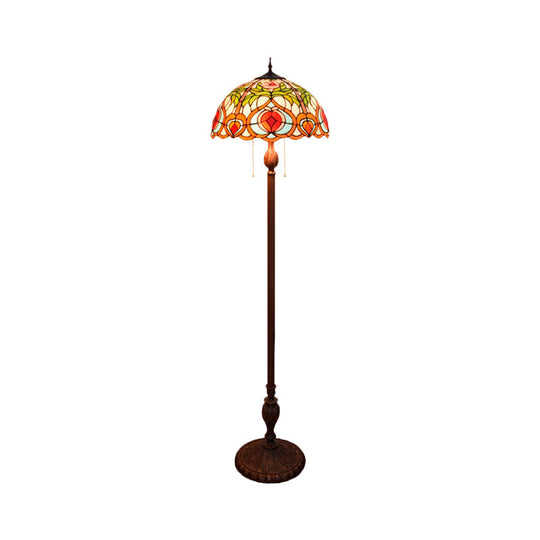 Blossom Tiffany Style Glass Reading Floor Lamp - Elegant Green Stand Up Lighting