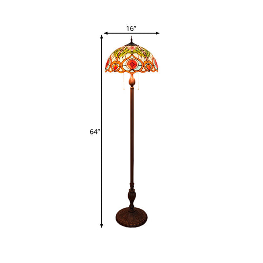 Blossom Tiffany Style Glass Reading Floor Lamp - Elegant Green Stand Up Lighting