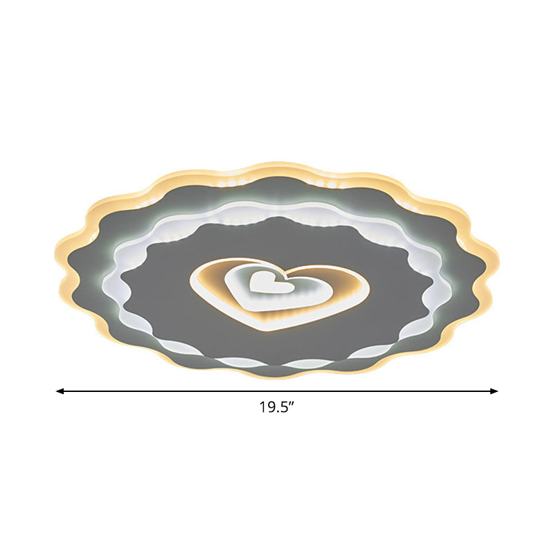 Nordic White Led Flush Mount Ceiling Light With Heart - Shaped Acrylic Shade