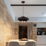 Contemporary 3-Tiered Suspension Pendant - Metal 1 Bulb Ceiling Light For Dining Room In Black/White