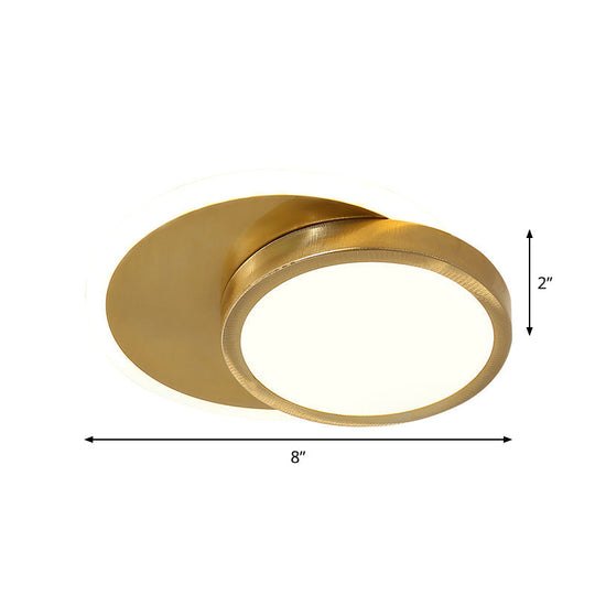 Contemporary Led Gold Flush Mount Lamp For Corridor - Close - To - Ceiling Acrylic Lighting