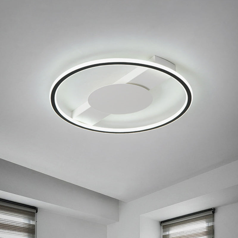 Nordic Led Acrylic Flush Mount Lamp For Bedroom Black Rounded Design 18’/21.5’ Width