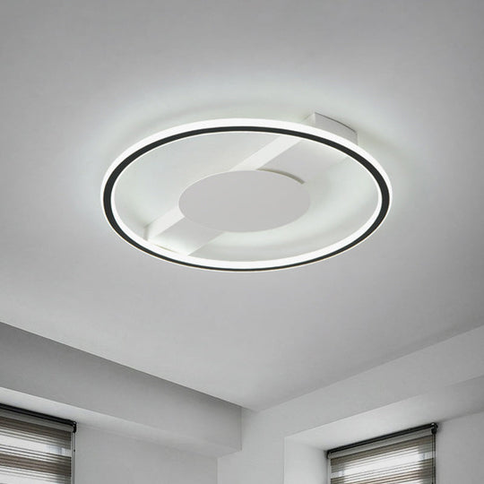 Nordic Led Acrylic Flush Mount Lamp For Bedroom Black Rounded Design 18’/21.5’ Width